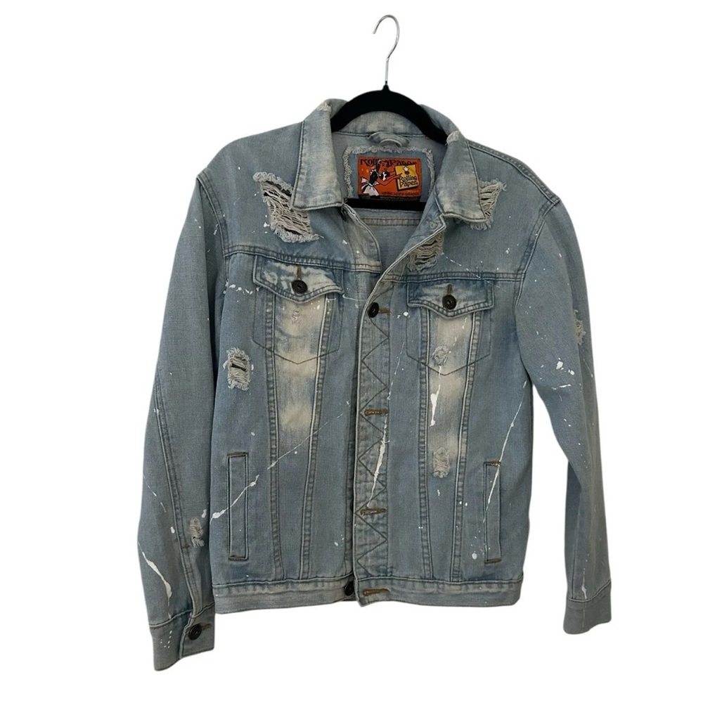 ROLLING PAPER VTG Rare Distressed Denim Jacket